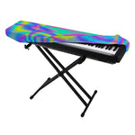 Turquoise Holographic Trippy Print Piano Keyboard Cover