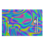 Turquoise Holographic Trippy Print Placemat
