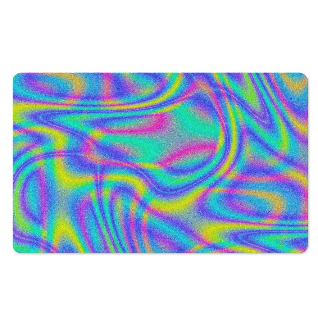 Turquoise Holographic Trippy Print Polyester Doormat