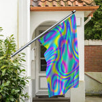 Turquoise Holographic Trippy Print Polyester Flag
