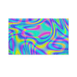 Turquoise Holographic Trippy Print Polyester Flag
