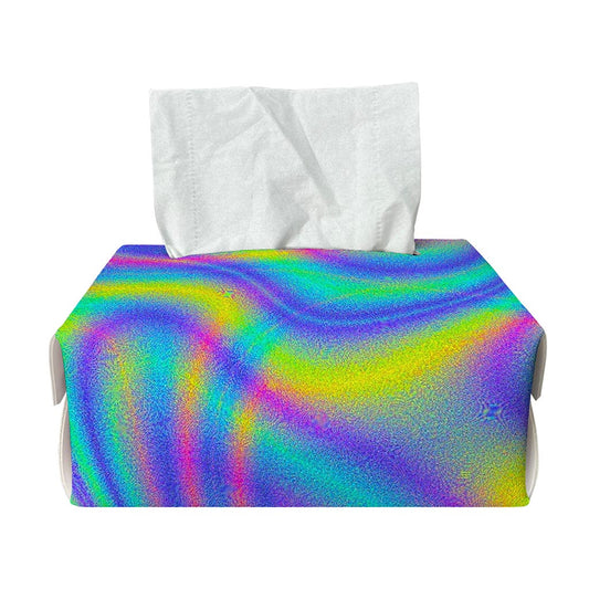 Turquoise Holographic Trippy Print Rectangle Tissue Box Cover