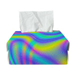 Turquoise Holographic Trippy Print Rectangle Tissue Box Cover