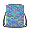 Turquoise Holographic Trippy Print Rectangular Crossbody Bag