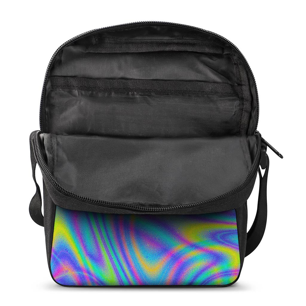 Turquoise Holographic Trippy Print Rectangular Crossbody Bag