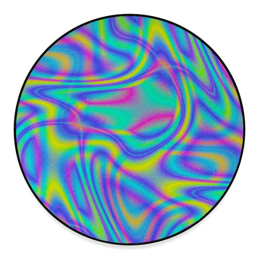 Turquoise Holographic Trippy Print Round Floor Mat