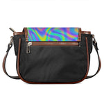 Turquoise Holographic Trippy Print Saddle Bag