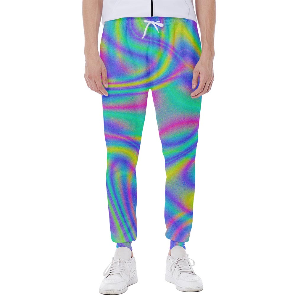 Turquoise Holographic Trippy Print Scuba Joggers