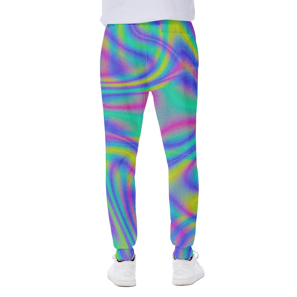 Turquoise Holographic Trippy Print Scuba Joggers