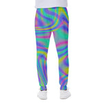 Turquoise Holographic Trippy Print Scuba Joggers