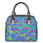 Turquoise Holographic Trippy Print Shoulder Handbag