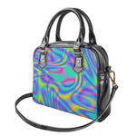 Turquoise Holographic Trippy Print Shoulder Handbag