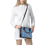 Turquoise Holographic Trippy Print Shoulder Handbag
