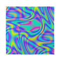 Turquoise Holographic Trippy Print Silk Bandana