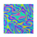 Turquoise Holographic Trippy Print Silk Bandana