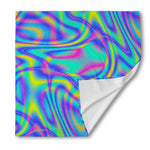Turquoise Holographic Trippy Print Silk Bandana