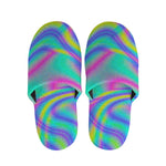 Turquoise Holographic Trippy Print Slippers