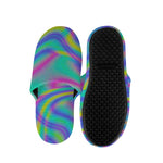 Turquoise Holographic Trippy Print Slippers