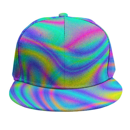 Turquoise Holographic Trippy Print Snapback Cap