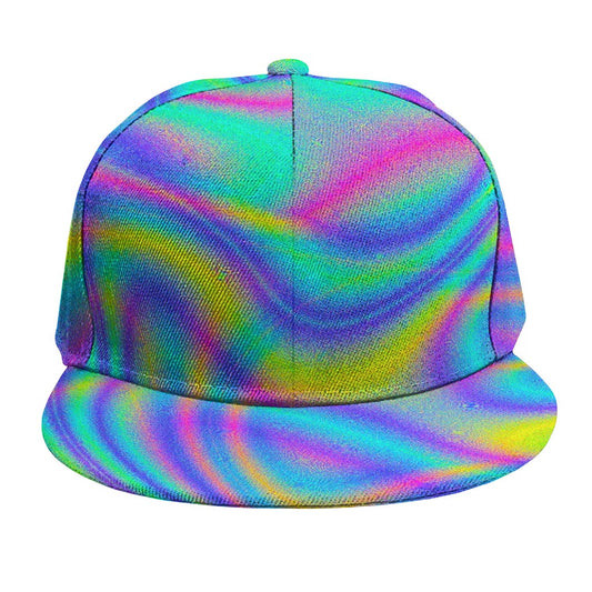 Turquoise Holographic Trippy Print Snapback Cap
