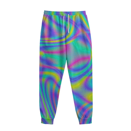 Turquoise Holographic Trippy Print Sweatpants