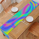 Turquoise Holographic Trippy Print Table Runner