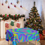Turquoise Holographic Trippy Print Tablecloth