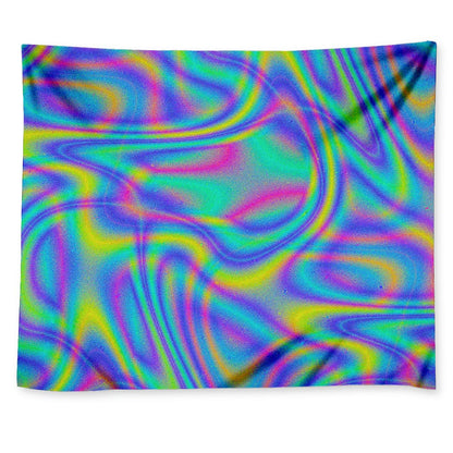 Turquoise Holographic Trippy Print Tapestry