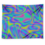 Turquoise Holographic Trippy Print Tapestry
