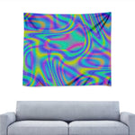 Turquoise Holographic Trippy Print Tapestry