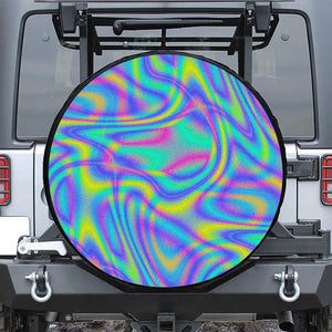 Turquoise Holographic Trippy Print Tire Cover