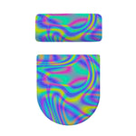 Turquoise Holographic Trippy Print Toilet Lid And Tank Cover Set