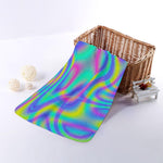 Turquoise Holographic Trippy Print Towel