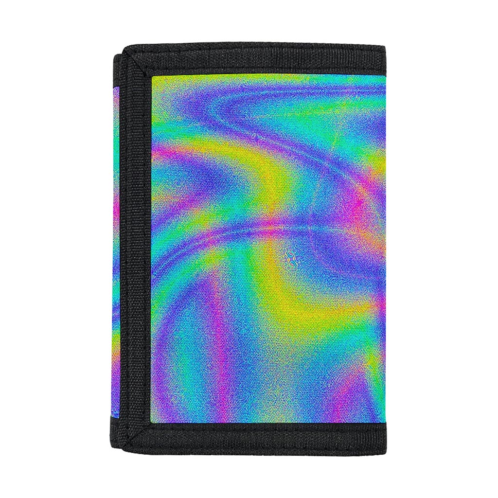 Turquoise Holographic Trippy Print Trifold Wallet