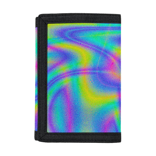 Turquoise Holographic Trippy Print Trifold Wallet