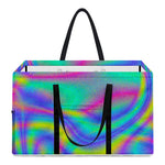 Turquoise Holographic Trippy Print Utility Tote Bag