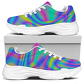 Turquoise Holographic Trippy Print White Chunky Shoes