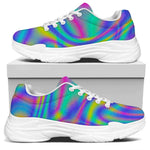 Turquoise Holographic Trippy Print White Chunky Shoes
