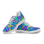 Turquoise Holographic Trippy Print White Running Shoes