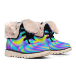 Turquoise Holographic Trippy Print Winter Boots