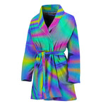 Turquoise Holographic Trippy Print Women's Bathrobe