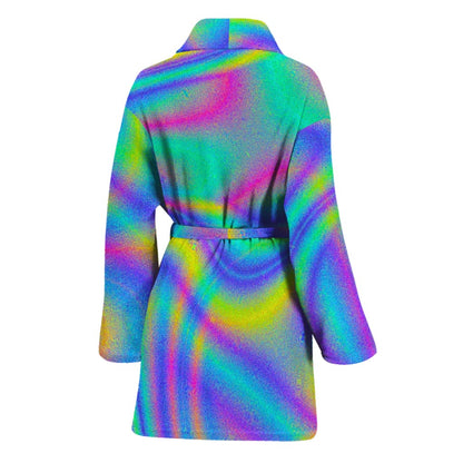 Turquoise Holographic Trippy Print Women's Bathrobe