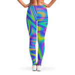 Turquoise Holographic Trippy Print Women's Leggings