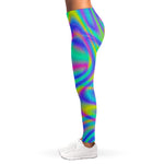 Turquoise Holographic Trippy Print Women's Leggings