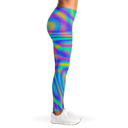 Turquoise Holographic Trippy Print Women's Leggings