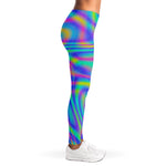 Turquoise Holographic Trippy Print Women's Leggings
