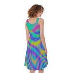 Turquoise Holographic Trippy Print Women's Sleeveless Dress