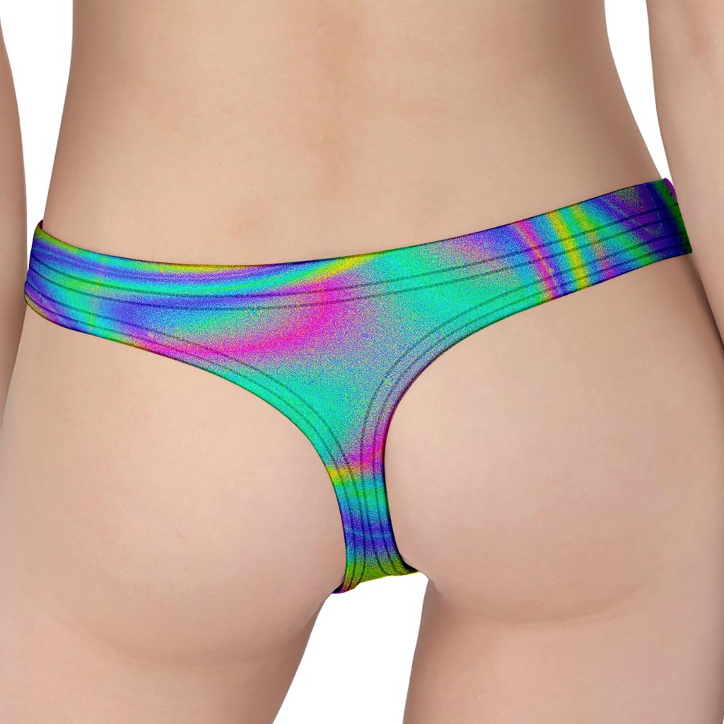 Turquoise Holographic Trippy Print Women's Thong