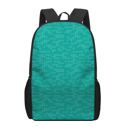 Turquoise Knitted Pattern Print 17 Inch Backpack