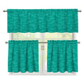 Turquoise Knitted Pattern Print 3 Piece Kitchen Curtains